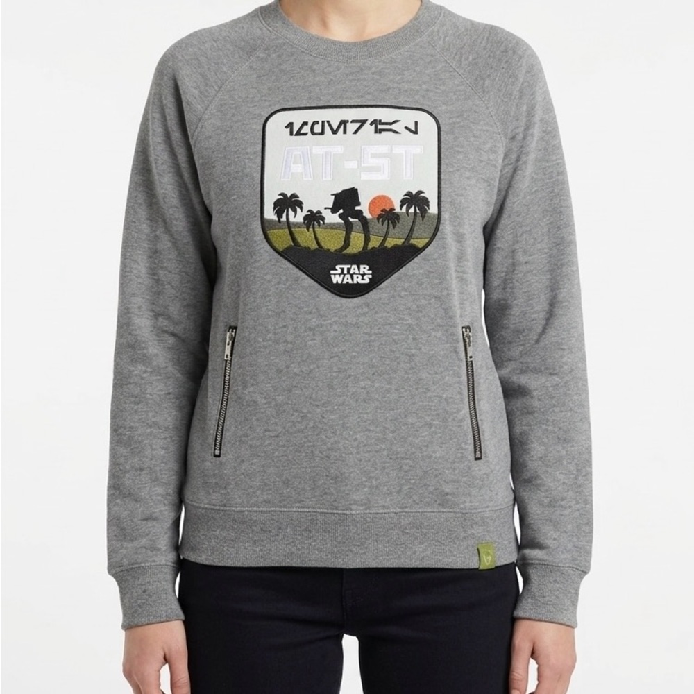 STAR WARS Rogue One Scarif AT-ST Patch Raglan Sweatshirt - Gray Utility Zip S